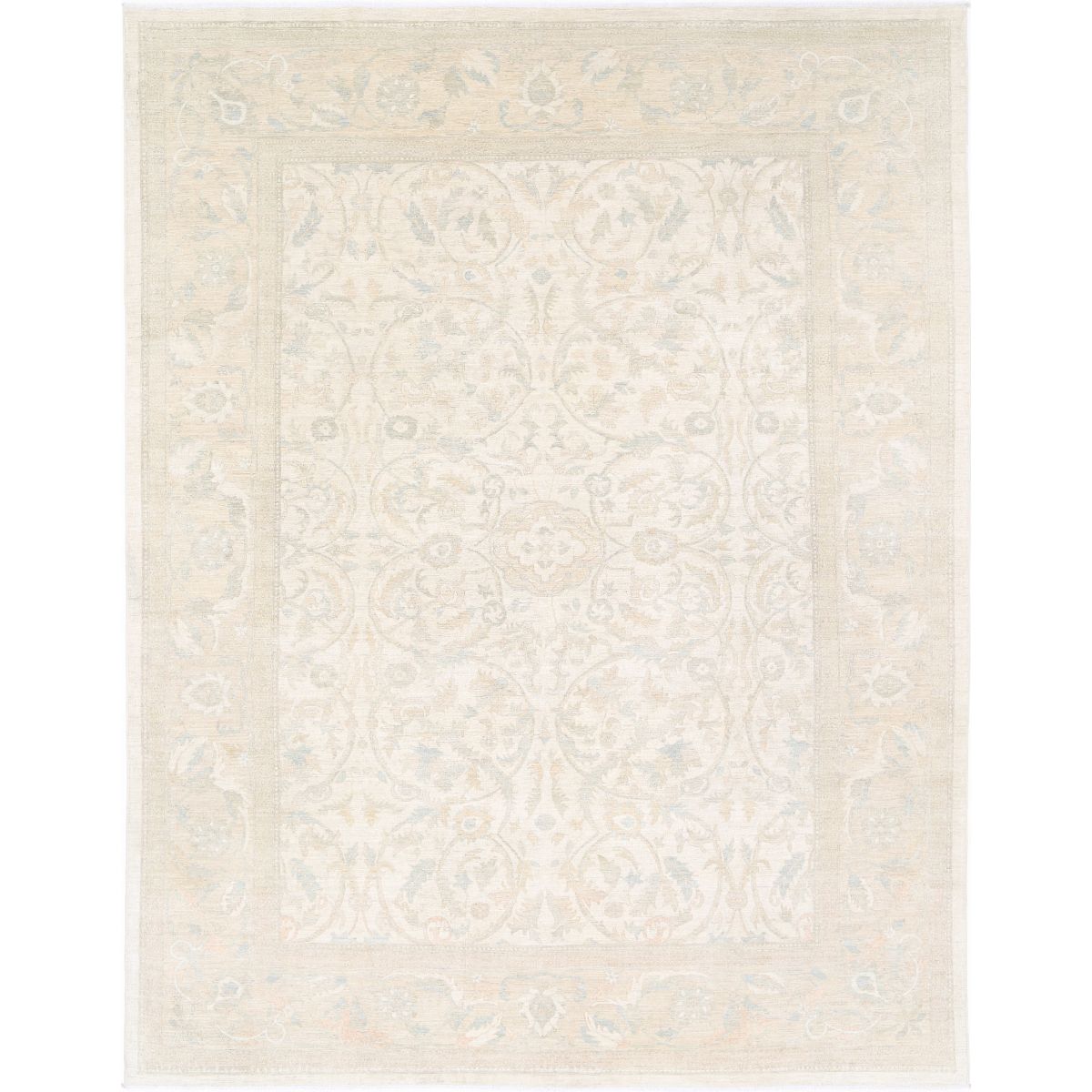 Ariana Collection Hand Knotted Ivory 9'9" X 12'10" Rectangle Haji Jalili Design Wool Rug