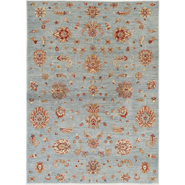 Artemix Collection Hand Knotted Blue 5'6" X 7'8" Rectangle Farhan Design Wool Rug