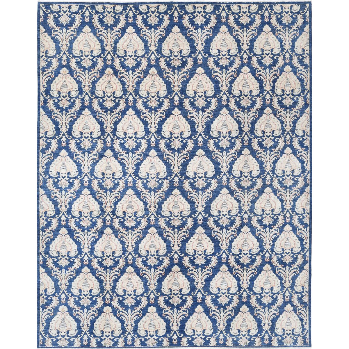 Artemix Collection Hand Knotted Blue 9'3" X 11'8" Rectangle Farhan Design Wool Rug