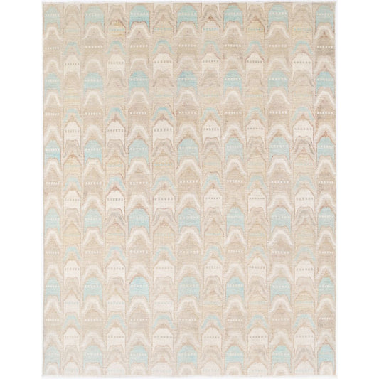 Artemix Collection Hand Knotted Brown 8'6" X 11'1" Rectangle Tabriz Design Wool Rug