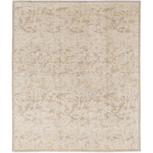 Artemix Collection Hand Knotted Brown 7'11" X 9'6" Rectangle Tabriz Design Wool Rug