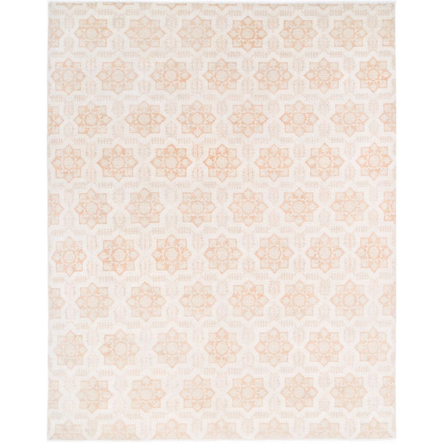 Artemix Collection Hand Knotted Ivory 8'8" X 11'3" Rectangle Tabriz Design Wool Rug