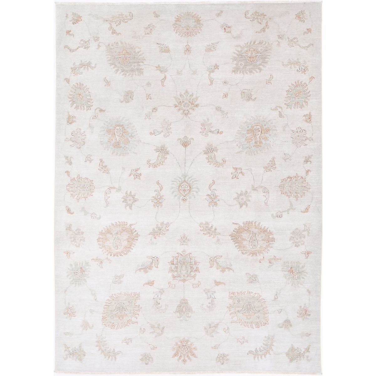 Artemix Collection Hand Knotted Ivory 6'8" X 9'6" Rectangle Farhan Design Wool Rug