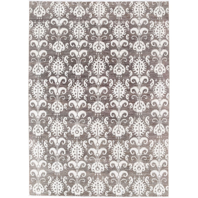 Artemix Collection Hand Knotted Brown 6'0" X 8'7" Rectangle Farhan Design Wool Rug