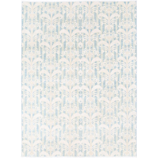 Artemix Collection Hand Knotted Blue 6'2" X 8'6" Rectangle Farhan Design Wool Rug