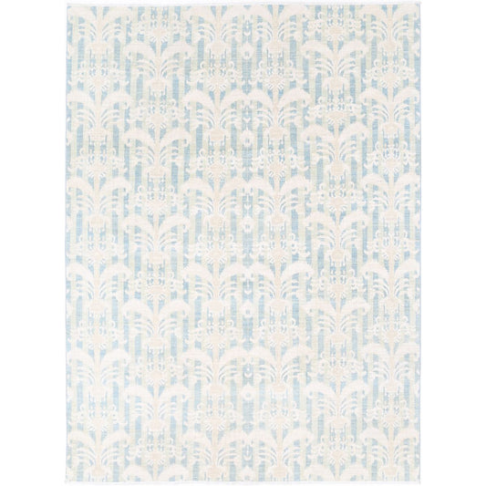 Artemix Collection Hand Knotted Blue 6'2" X 8'6" Rectangle Farhan Design Wool Rug