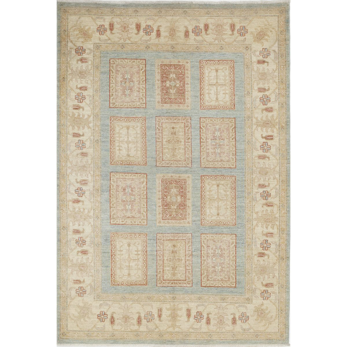 Bakhtiari Collection Hand Knotted Blue 5'0" X 7'2" Rectangle Farhan Design Wool Rug