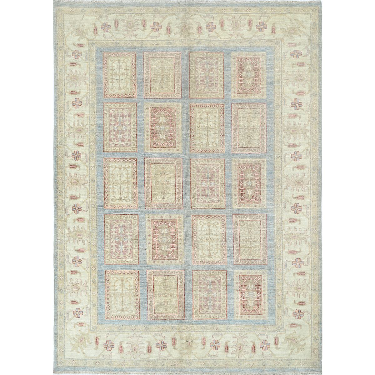 Bakhtiari Collection Hand Knotted Blue 5'7" X 7'10" Rectangle Farhan Design Wool Rug