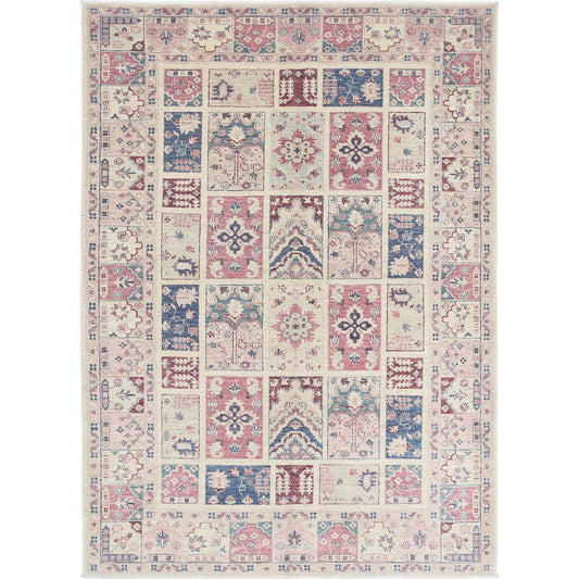 Bakhtiari Collection Hand Knotted Multicolor 5'5" X 7'8" Rectangle Farhan Design Wool Rug