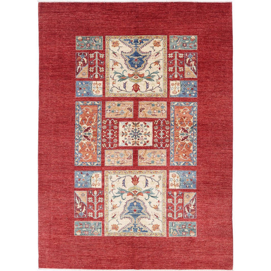 Bakhtiari Collection Hand Knotted Multicolor 6'10" X 9'6" Rectangle Farhan Design Wool Rug