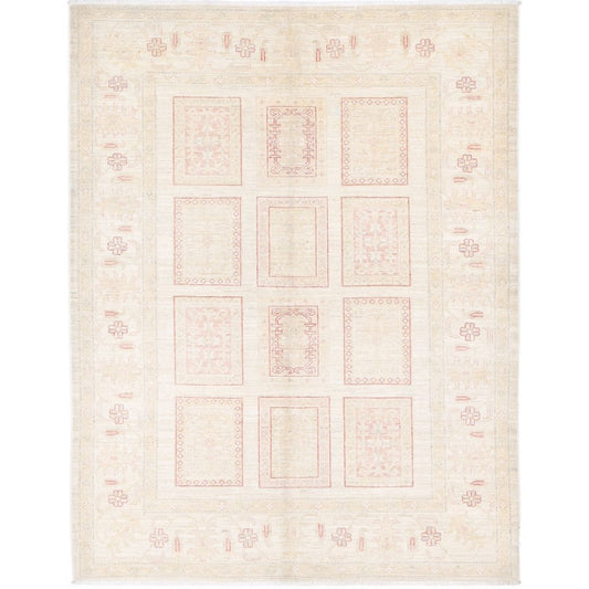 Bakhtiari Collection Hand Knotted Ivory 4'11" X 6'5" Rectangle Farhan Design Wool Rug