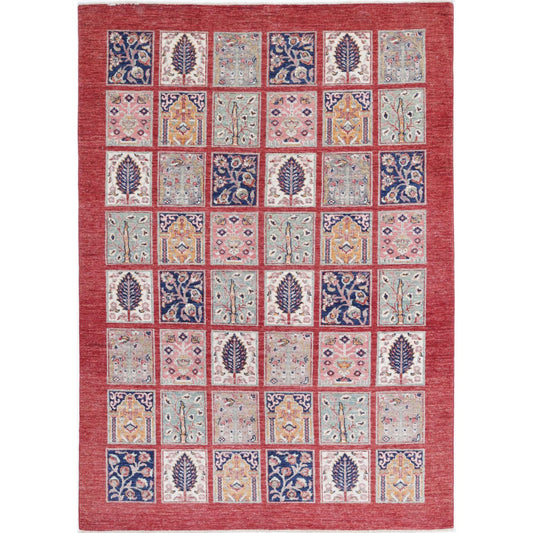 Bakhtiari Collection Hand Knotted Multicolor 5'7" X 8'0" Rectangle Farhan Design Wool Rug