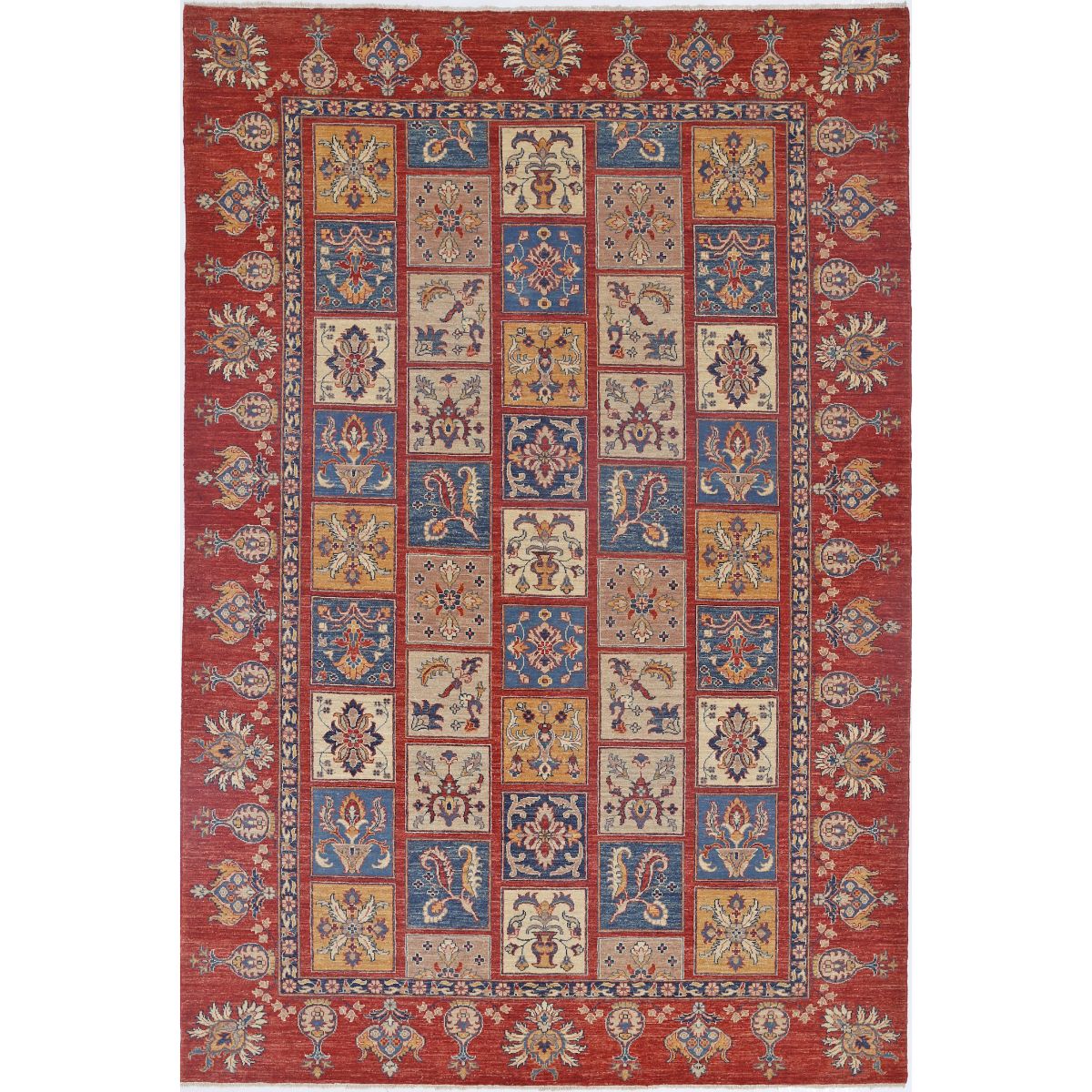 Bakhtiari Collection Hand Knotted Multicolor 6'5" X 9'9" Rectangle Farhan Design Wool Rug
