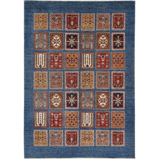 Bakhtiari Collection Hand Knotted Multicolor 5'8" X 8'2" Rectangle Farhan Design Wool Rug