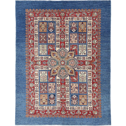 Bakhtiari Collection Hand Knotted Multicolor 5'9" X 7'4" Rectangle Farhan Design Wool Rug