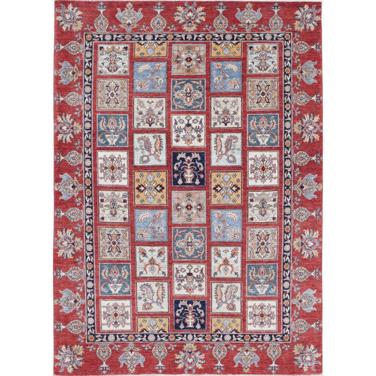 Bakhtiari Collection Hand Knotted Multicolor 5'4" X 7'9" Rectangle Farhan Design Wool Rug