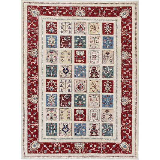 Bakhtiari Collection Hand Knotted Ivory 5'7" X 7'6" Rectangle Farhan Design Wool Rug