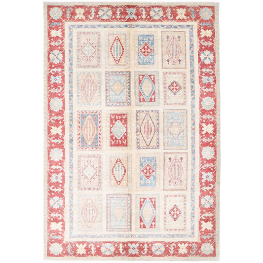 Bakhtiari Collection Hand Knotted Ivory 6'9" X 10'1" Rectangle Farhan Design Wool Rug