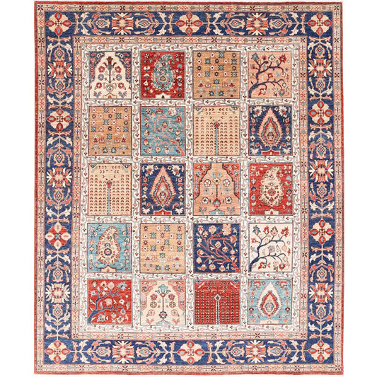 Bakhtiari Collection Hand Knotted Multicolor 7'11" X 9'8" Rectangle Farhan Design Wool Rug