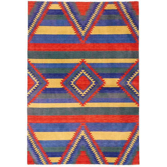 Dhanak Collection Powered Loomed Multicolor 3'11" X 6'0" Rectangle Dhanak Design Wool Rug