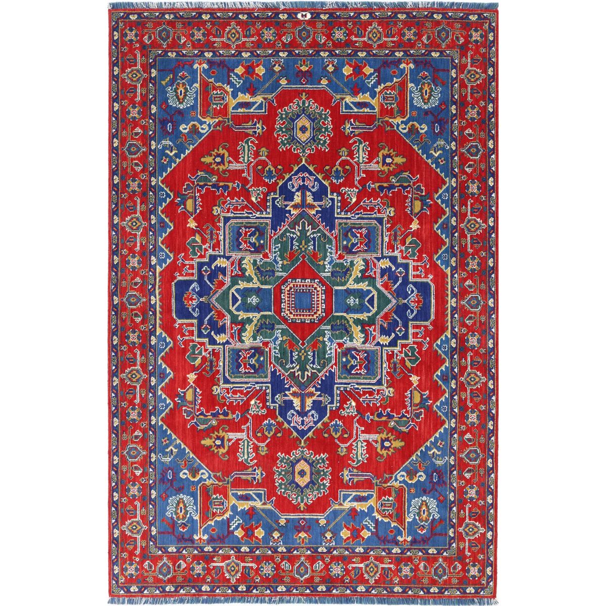 Gulshan Collection Powered Loomed Blue 3'3" X 6'1" Rectangle Gulshan Design Wool Rug