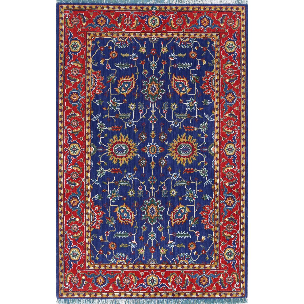 Gulshan Collection Powered Loomed Blue 3'10" X 5'11" Rectangle Gulshan Design Wool Rug