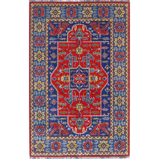 Gulshan Collection Powered Loomed RED 3'10" X 6'0" Rectangle Gulshan Design Wool Rug