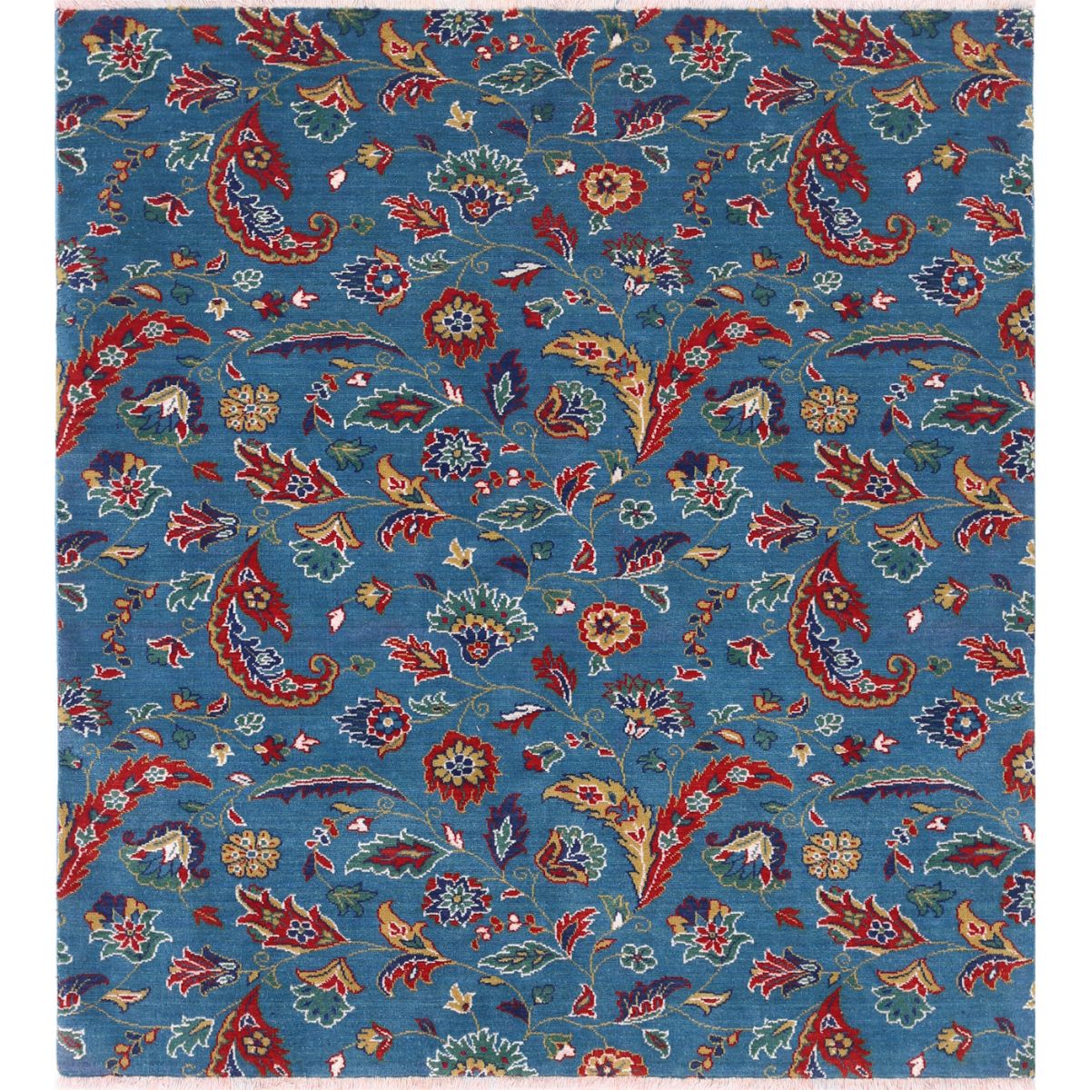 Gulshan Collection Powered Loomed Blue 4'2" X 4'8" Square Gulshan Design Wool Rug