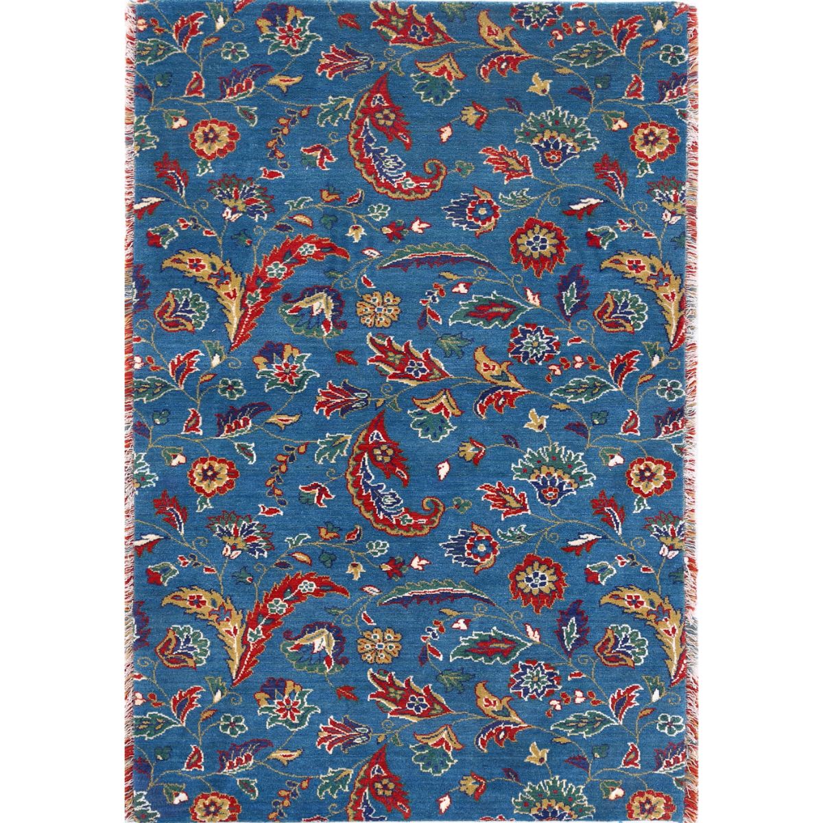 Gulshan Collection Powered Loomed Blue 3'3" X 4'8" Rectangle Gulshan Design Wool Rug