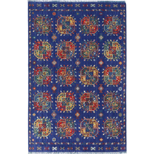 Gulshan Collection Powered Loomed BLUE 3'10" X 6'1" Rectangle Gulshan Design Wool Rug
