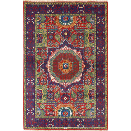 Gulshan Collection Powered Loomed RED 3'10" X 6'0" Rectangle Gulshan Design Wool Rug