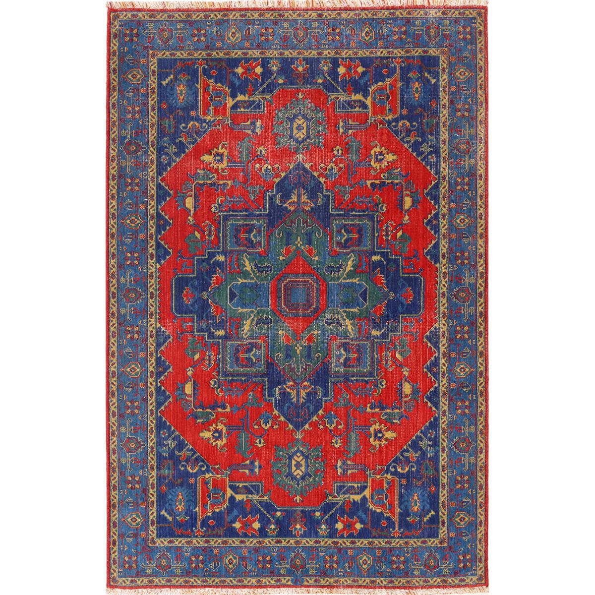Gulshan Collection Powered Loomed Red 3'10" X 6'0" Rectangle Gulshan Design Wool Rug