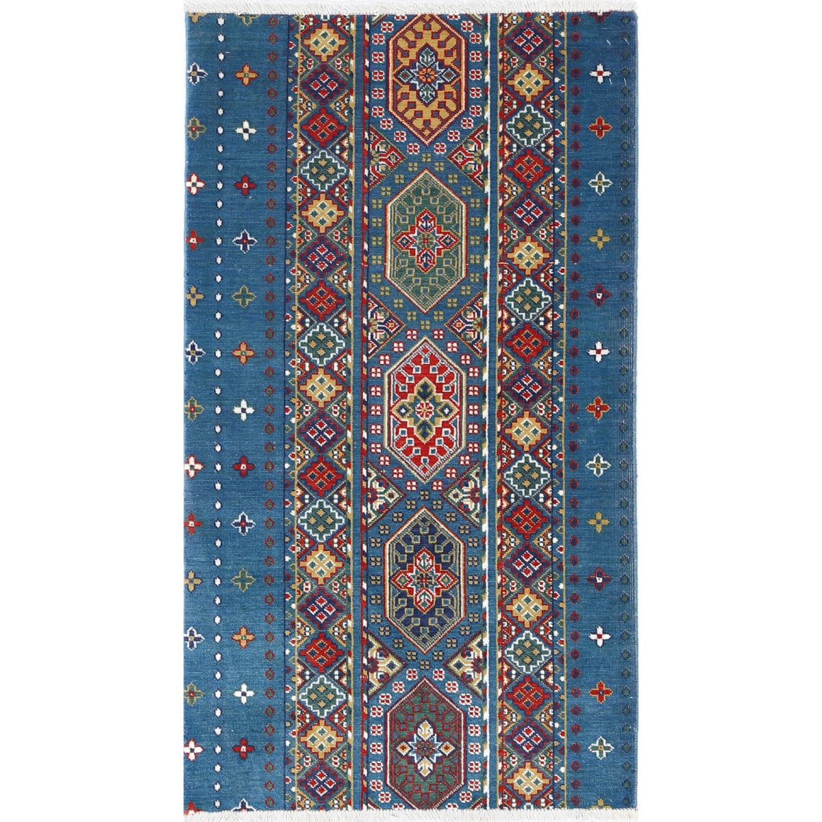 Gulshan Collection Powered Loomed Blue 2'2" X 3'10" Rectangle Gulshan Design Wool Rug
