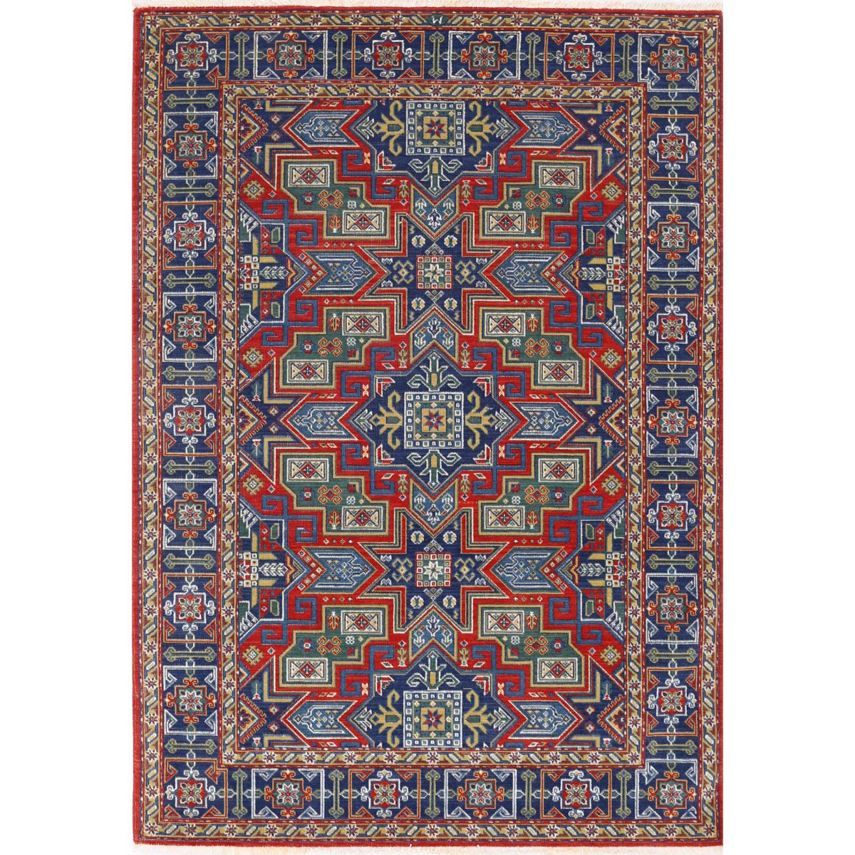 Gulshan Collection Powered Loomed Red 4'0" X 5'9" Rectangle Gulshan Design Wool Rug