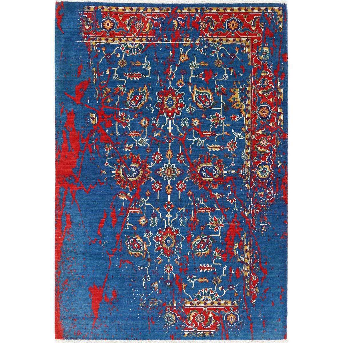 Gulshan Collection Powered Loomed Blue 3'3" X 5'9" Rectangle Gulshan Design Wool Rug