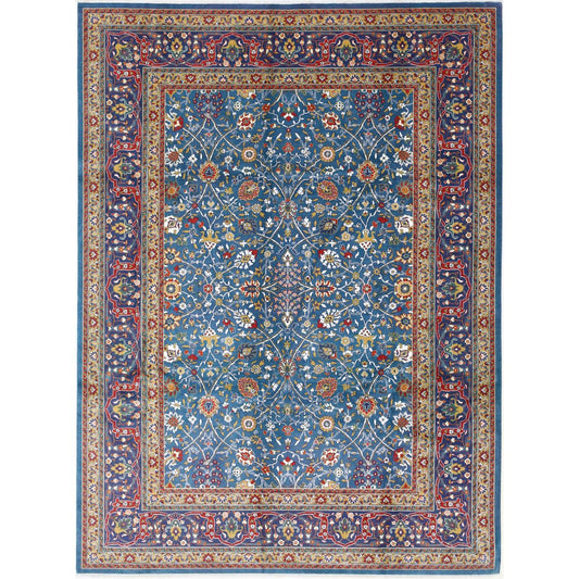 Gulshan Collection Powered Loomed Blue 8'10" X 12'0" Rectangle Gulshan Design Wool Rug