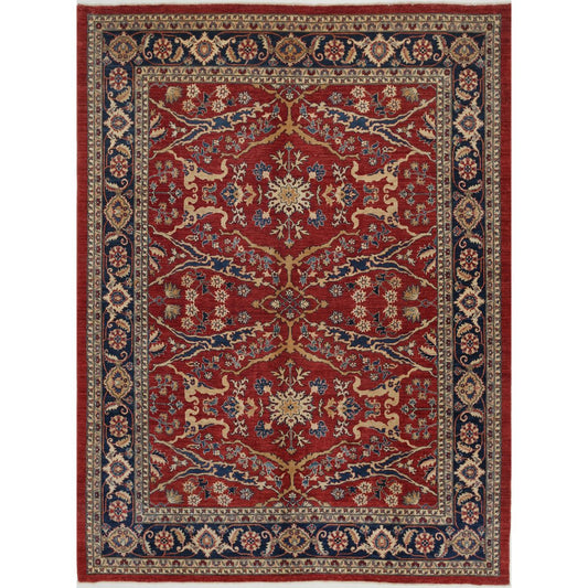 Heriz Collection Hand Knotted Red 9'0" X 11'9" Rectangle Farhan Design Wool Rug