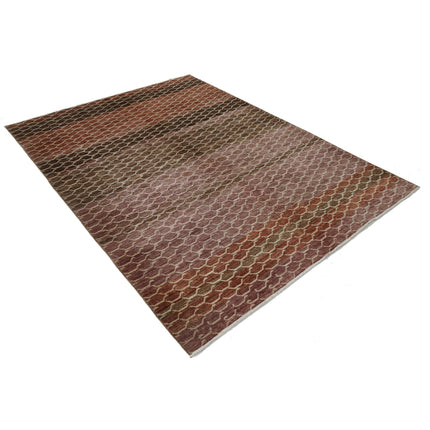 Modcar 5' 9" X 7' 8" Hand-Knotted Wool Rug 5' 9" X 7' 8" (175 X 234) / Brown / Brown