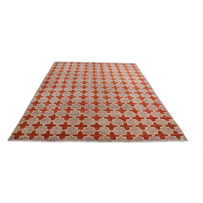 Modcar 7' 1" X 9' 7" Hand-Knotted Wool Rug 7' 1" X 9' 7" (216 X 292) / Brown / Red