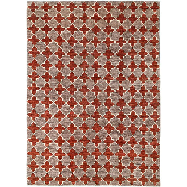 Modcar 7' 1" X 9' 7" Hand-Knotted Wool Rug 7' 1" X 9' 7" (216 X 292) / Brown / Red