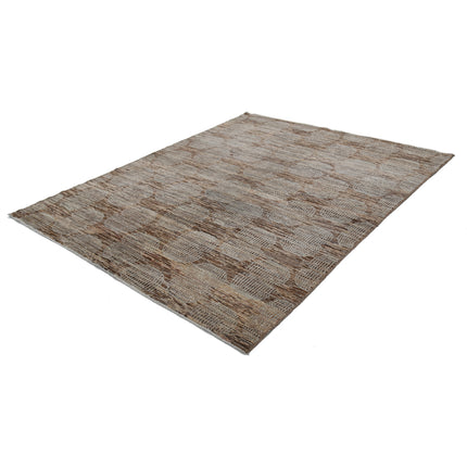 Modcar 6' 6" X 8' 4" Hand-Knotted Wool Rug 6' 6" X 8' 4" (198 X 254) / Brown / Brown