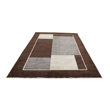 Modcar 6' 6" X 9' 6" Hand-Knotted Wool Rug 6' 6" X 9' 6" (198 X 290) / Brown / Grey