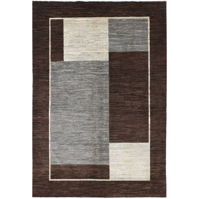 Modcar 6' 6" X 9' 6" Hand-Knotted Wool Rug 6' 6" X 9' 6" (198 X 290) / Brown / Grey