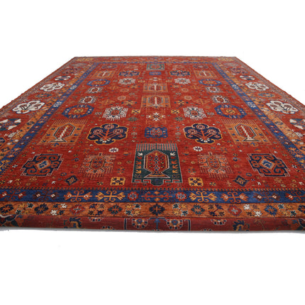 Humna 17' 1" X 22' 1" Hand-Knotted Wool Rug 17' 1" X 22' 1" (521 X 673) / Red / Red