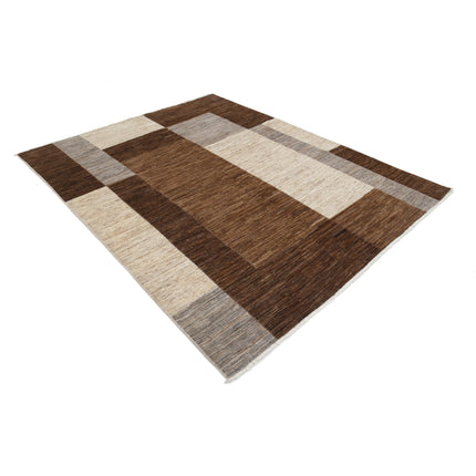 Modcar 6' 7" X 8' 1" Hand-Knotted Wool Rug 6' 7" X 8' 1" (201 X 246) / Brown / Brown