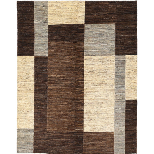 Modcar 6' 7" X 8' 1" Hand-Knotted Wool Rug 6' 7" X 8' 1" (201 X 246) / Brown / Brown