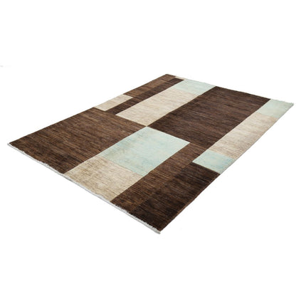 Modcar 5' 6" X 7' 7" Hand-Knotted Wool Rug 5' 6" X 7' 7" (168 X 231) / Brown / Brown