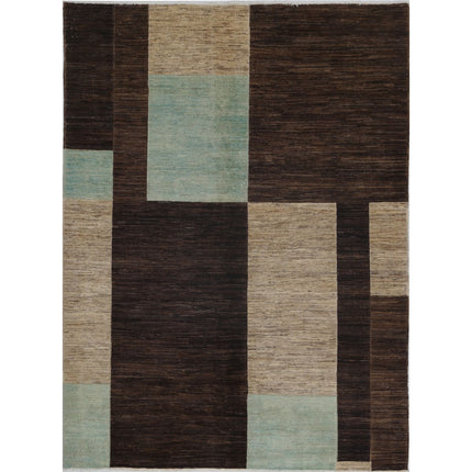 Modcar 5' 6" X 7' 7" Hand-Knotted Wool Rug 5' 6" X 7' 7" (168 X 231) / Brown / Brown