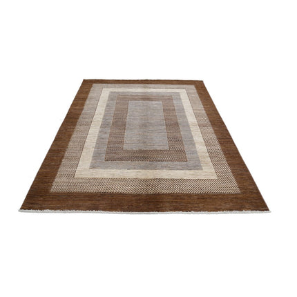 Modcar 5' 6" X 7' 7" Hand-Knotted Wool Rug 5' 6" X 7' 7" (168 X 231) / Brown / Grey