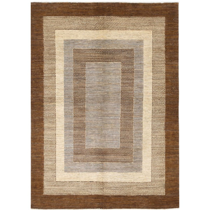 Modcar 5' 6" X 7' 7" Hand-Knotted Wool Rug 5' 6" X 7' 7" (168 X 231) / Brown / Grey